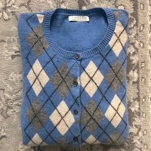 Tweeds Blue and Gray Argyle Knitwear 100% cashmere